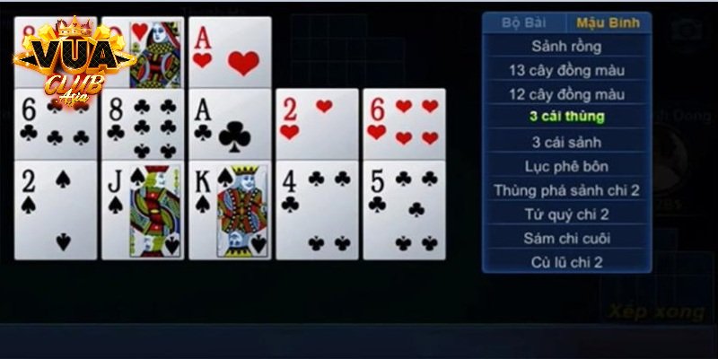 Cách sắp xếp bài Mậu Binh Vuaclub